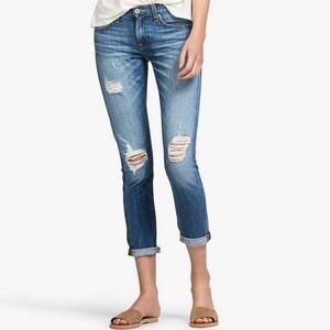 Lucky Brand Sienna Cigarette Jeans Distressed Denim Medium Wash Ankle Crop 6/28
